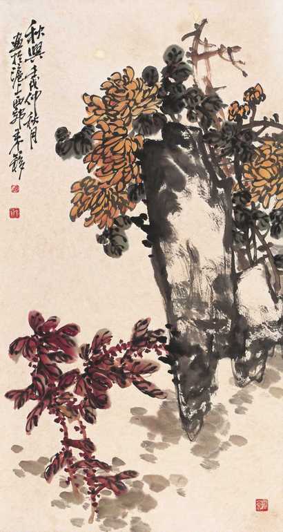 王个簃 花卉 立轴
